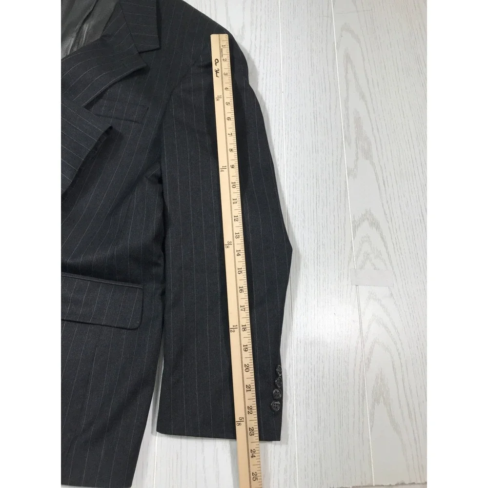 Vintage Bill Blass Pinstripe Suit 42R 34x29 Gray Wool 2 Button Made In USA 90s
